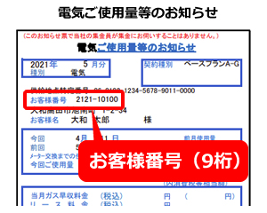 ご使用量のお知らせ（検針票）のイメージ